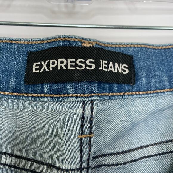 Express ankle super skinny mid rise color block jeans size 8s - Picture 9 of 16